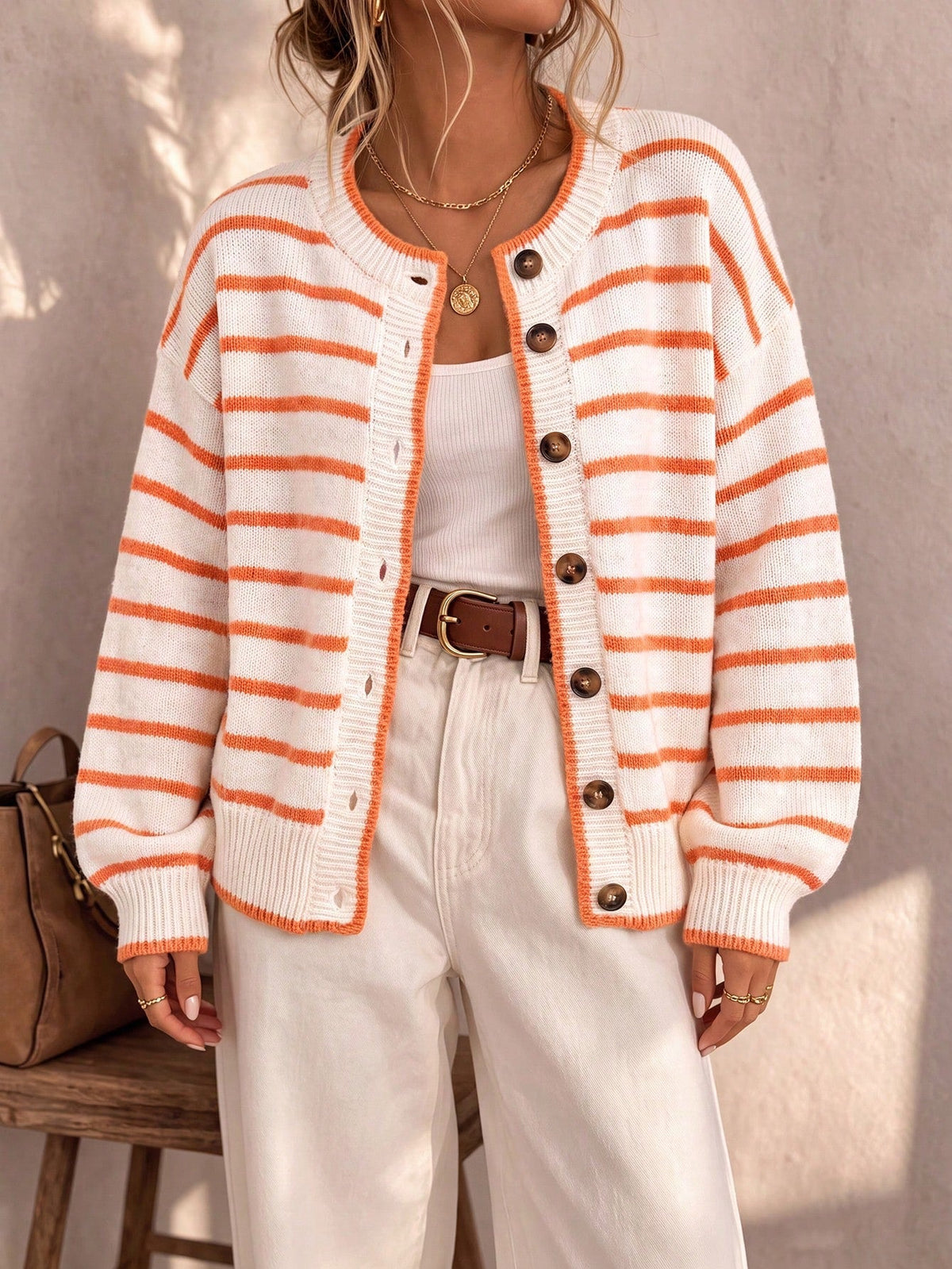 Astrid - Striped Knit Cardigan with Pockets