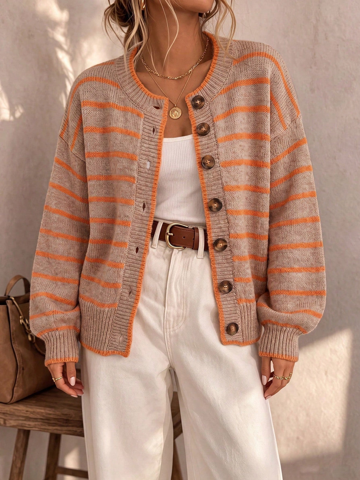 Astrid - Striped Knit Cardigan with Pockets