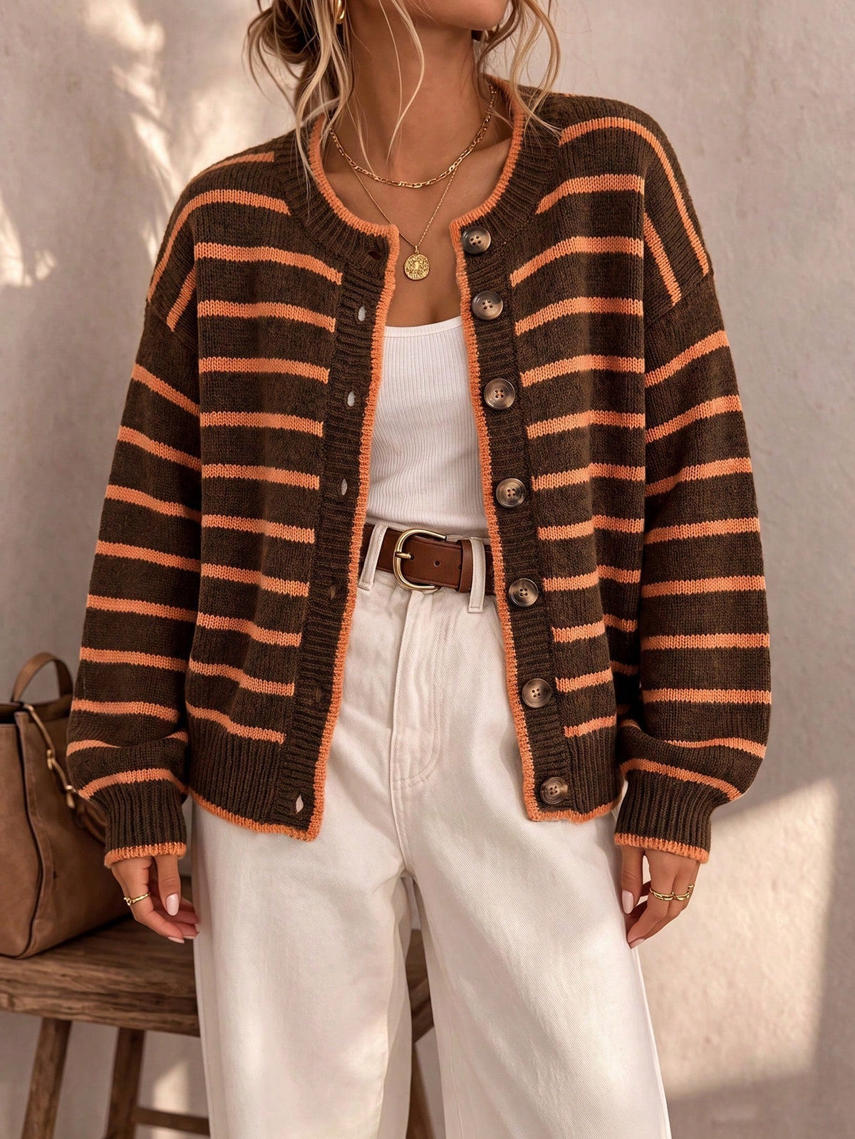 Astrid - Striped Knit Cardigan with Pockets