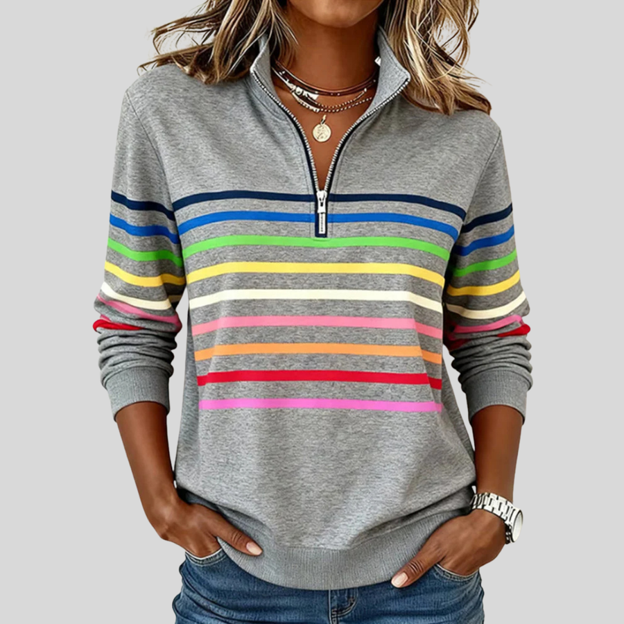 Carmen | Striped Quarter-Zip Sweatshirt