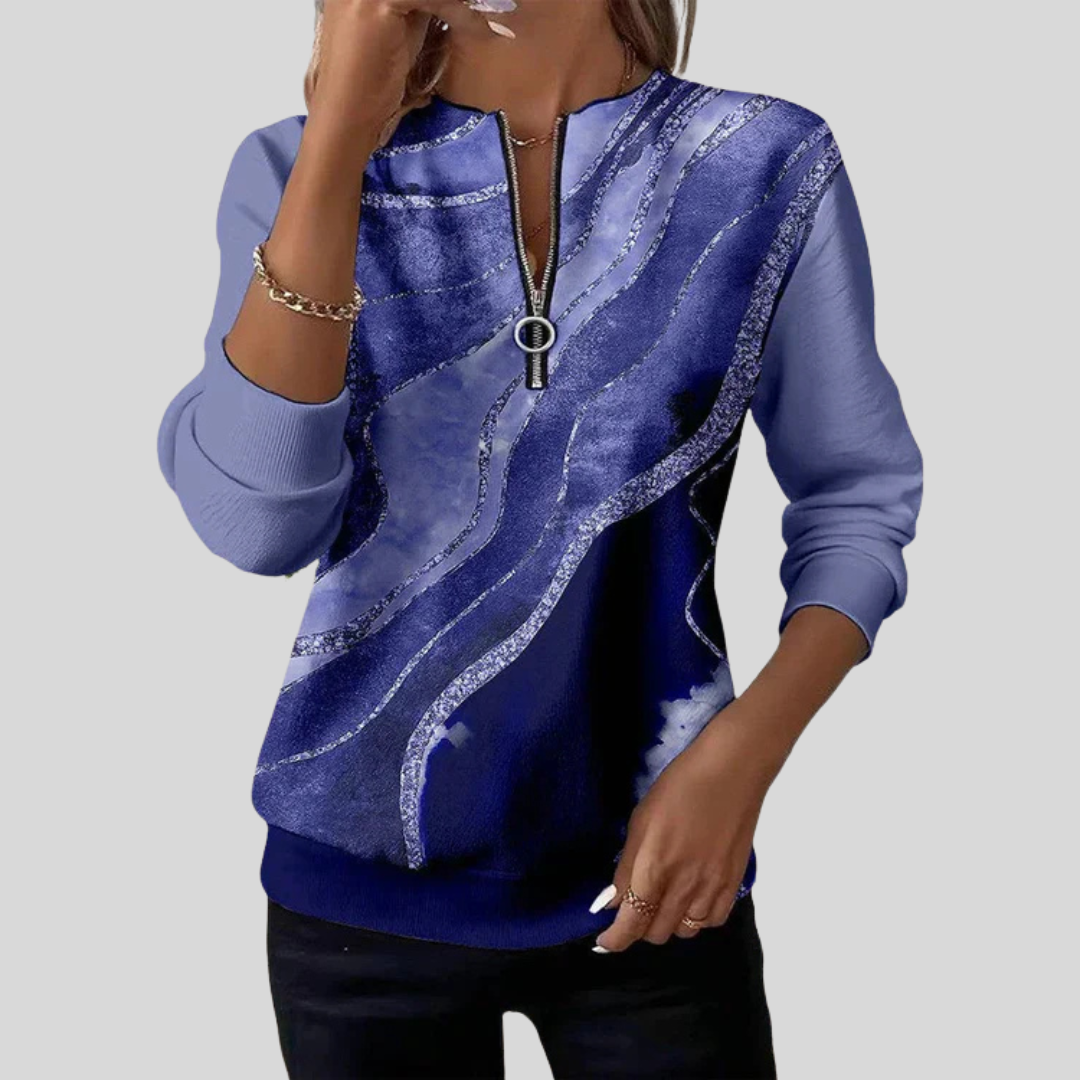 Felicity | Artful Zip-Neck Sweatshirt