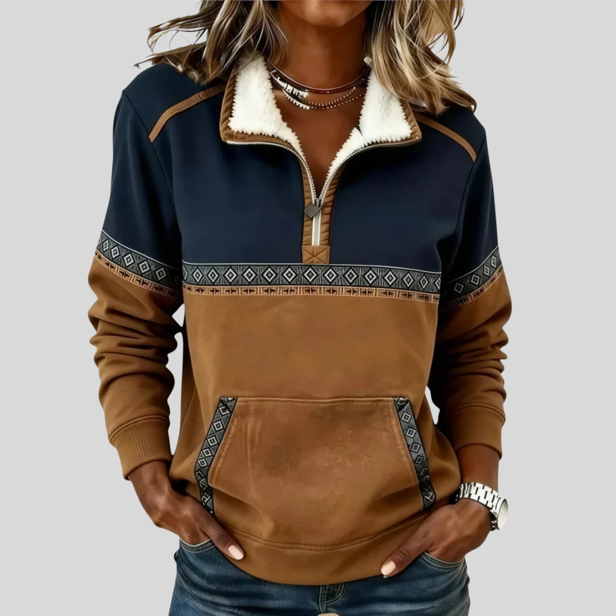 Cassandra | Sherpa Collar Half-Zip Pullover