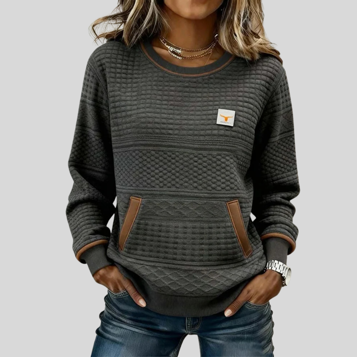 Catherine | Textured Colorblock Sweatshirt