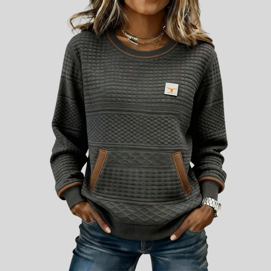 Catherine | Textured Colorblock Sweatshirt