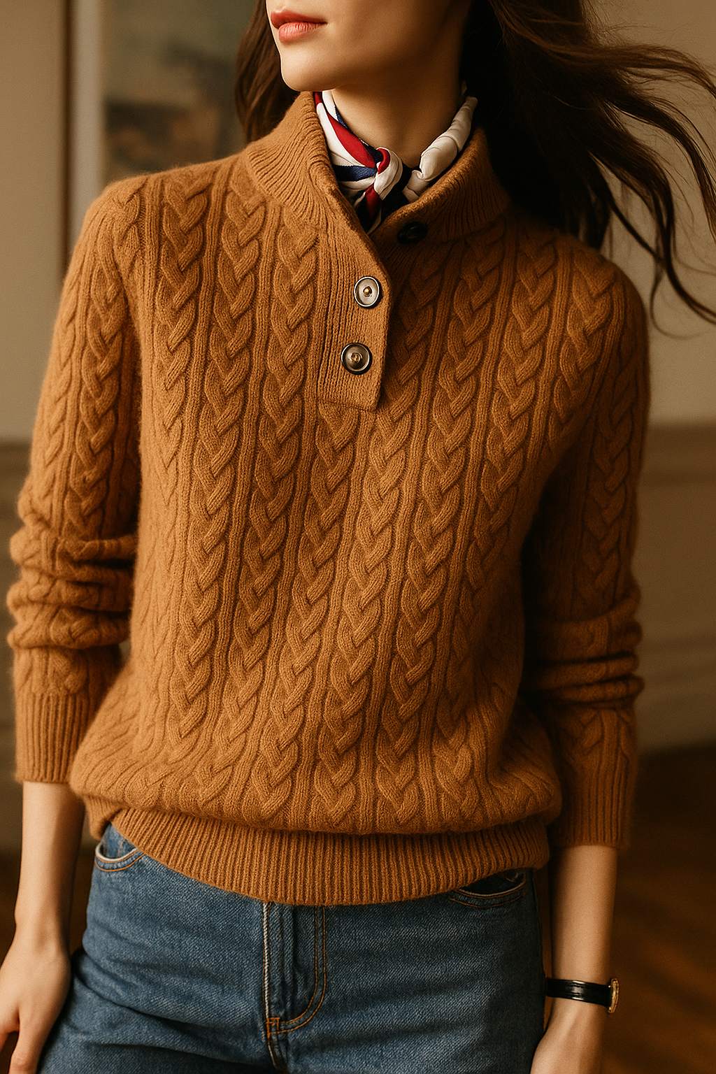 Arden Button-Up Cashmere Sweater