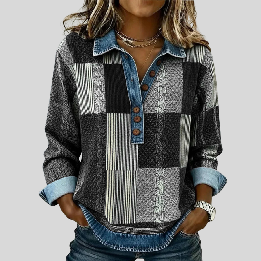 Colleen | Patchwork Collared Pullover