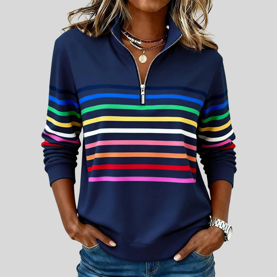 Carmen | Striped Quarter-Zip Sweatshirt