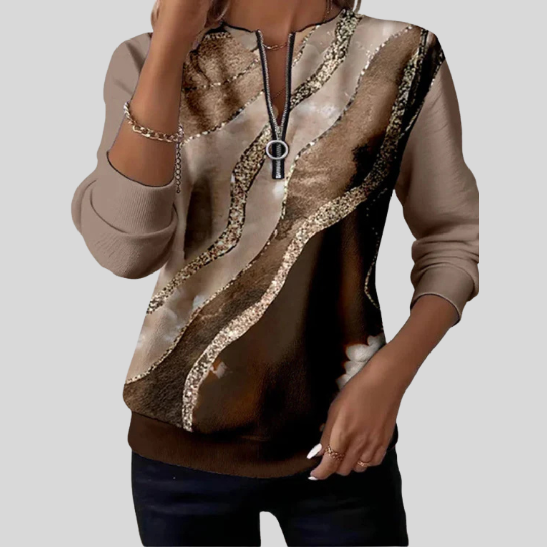 Felicity | Artful Zip-Neck Sweatshirt