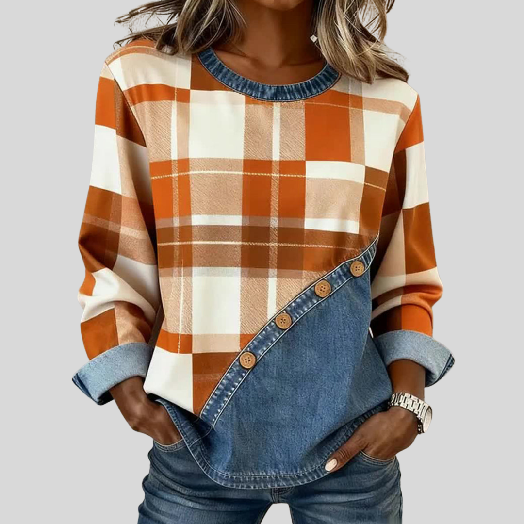 Janet | Patchwork Long-Sleeve Top