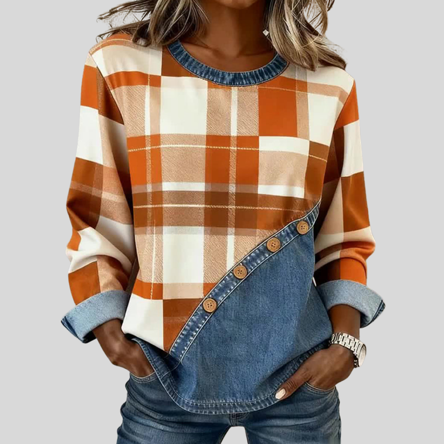 Janet | Patchwork Long-Sleeve Top
