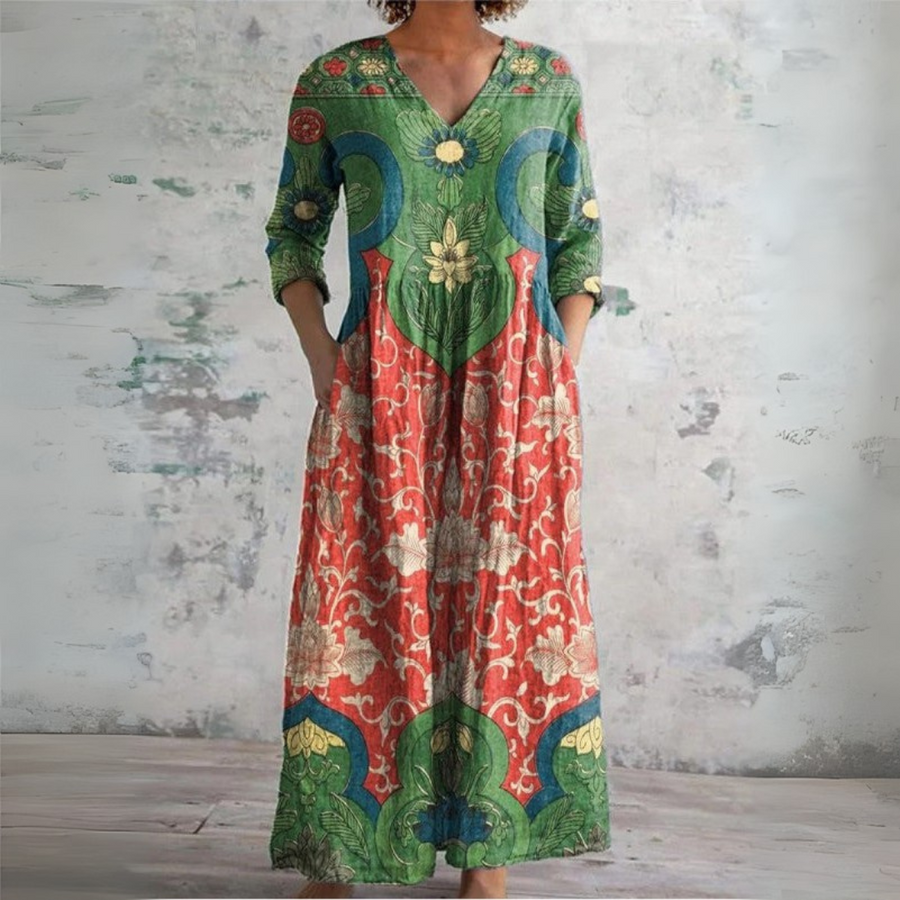LYRA | Vintage Floral Maxi Dress for Timeless Grace and Comfort