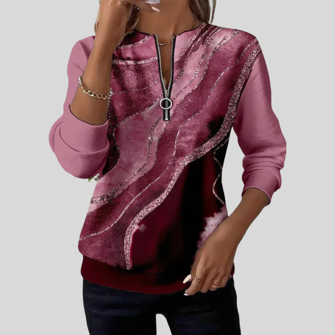Felicity | Artful Zip-Neck Sweatshirt