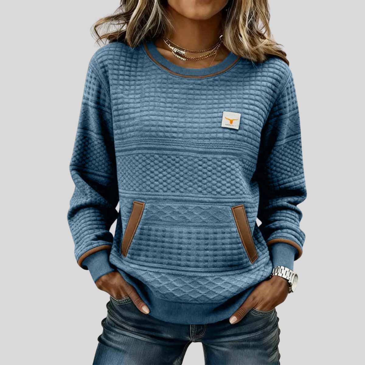 Catherine | Textured Colorblock Sweatshirt