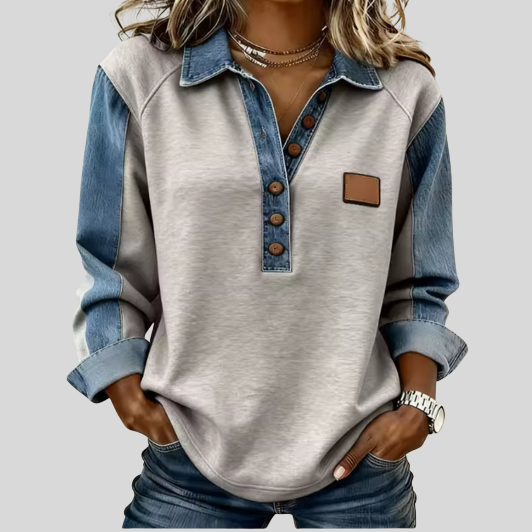 Cheryl | Two-Tone Collared Pullover