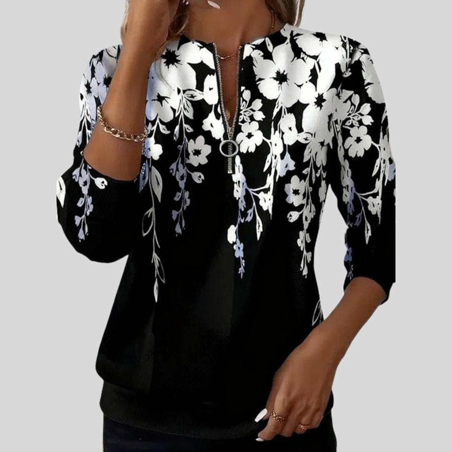 Gillian | Floral Zip-Neck Sweatshirt