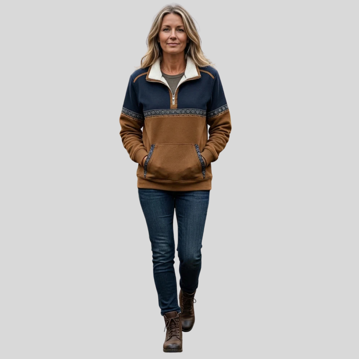 Cassandra | Sherpa Collar Half-Zip Pullover