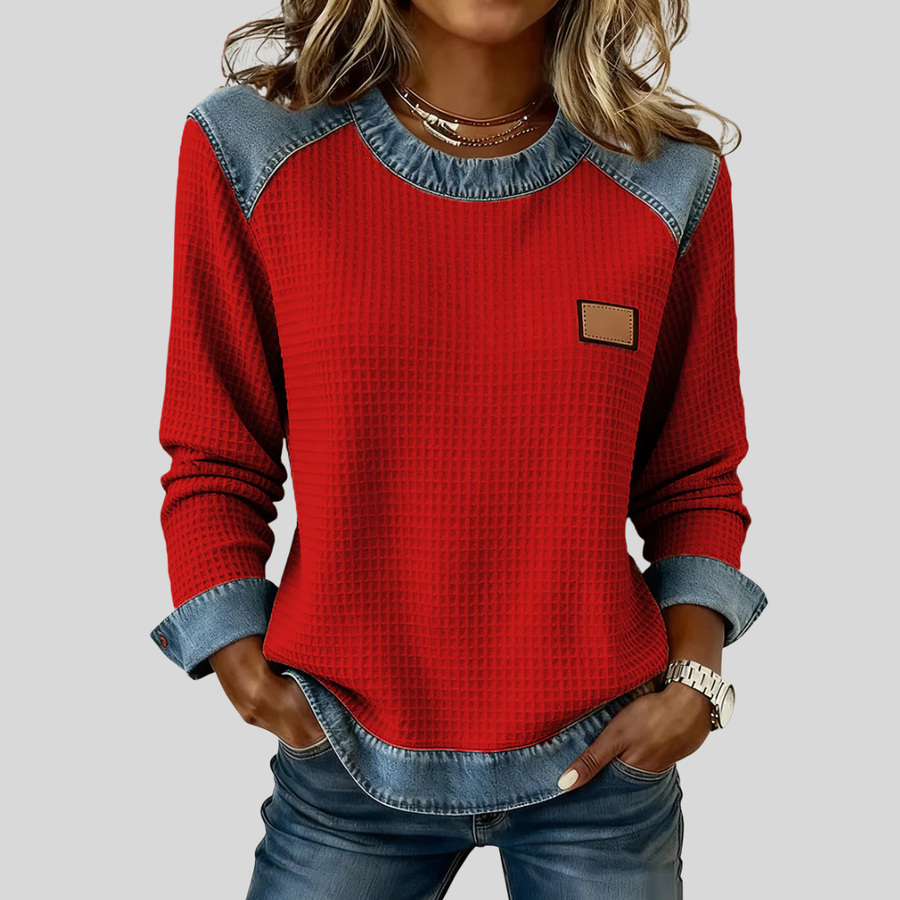 Cindy | Textured Contrast-Trim Sweatshirt
