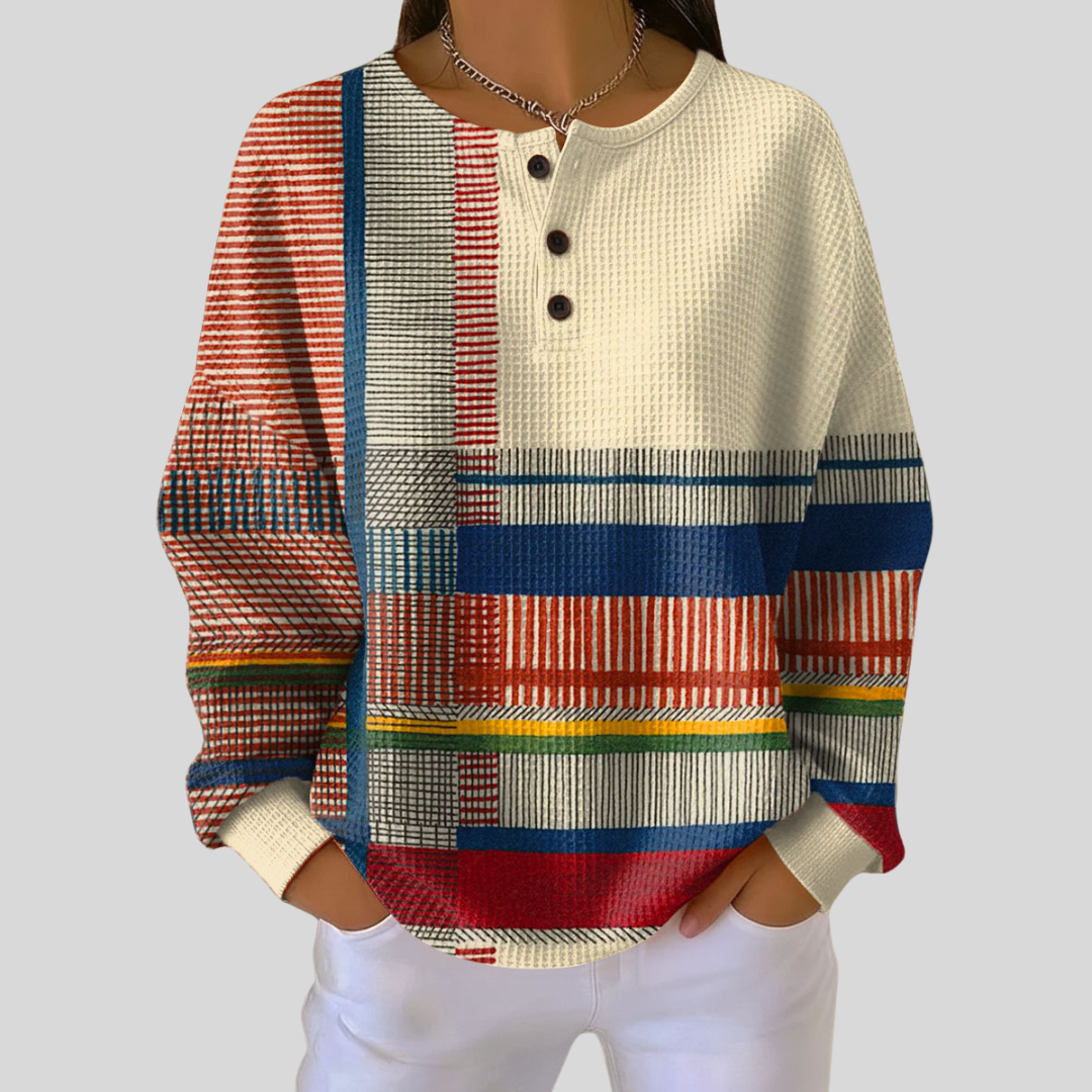 Constance | Buttoned Henley Sweatshirt