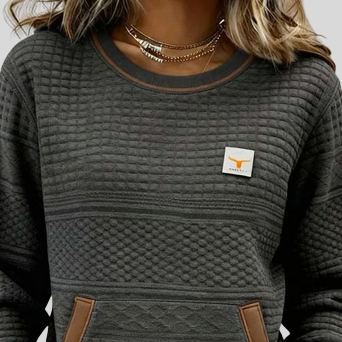 Catherine | Textured Colorblock Sweatshirt