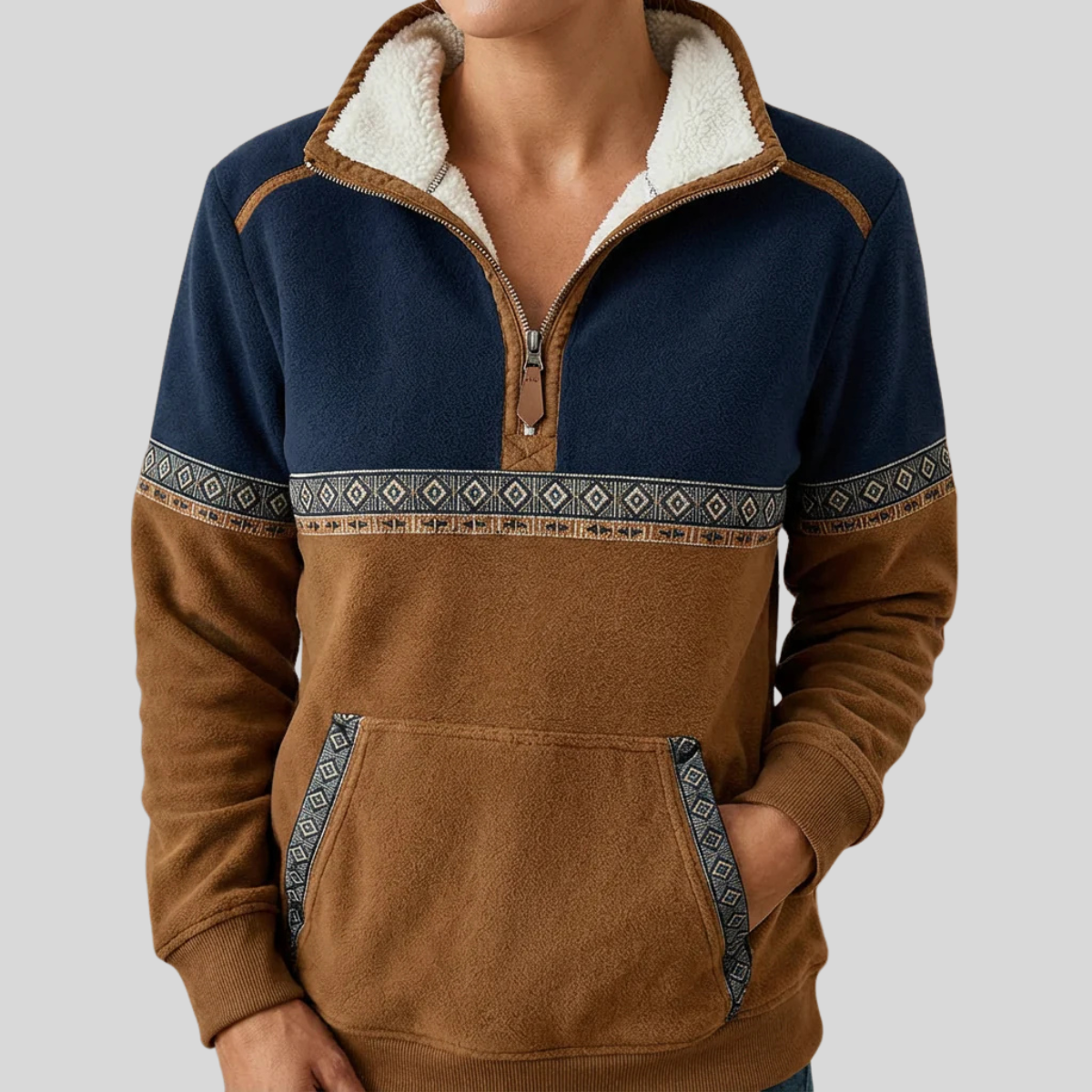 Cassandra | Sherpa Collar Half-Zip Pullover