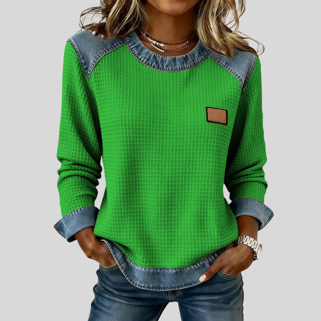 Cindy | Textured Contrast-Trim Sweatshirt
