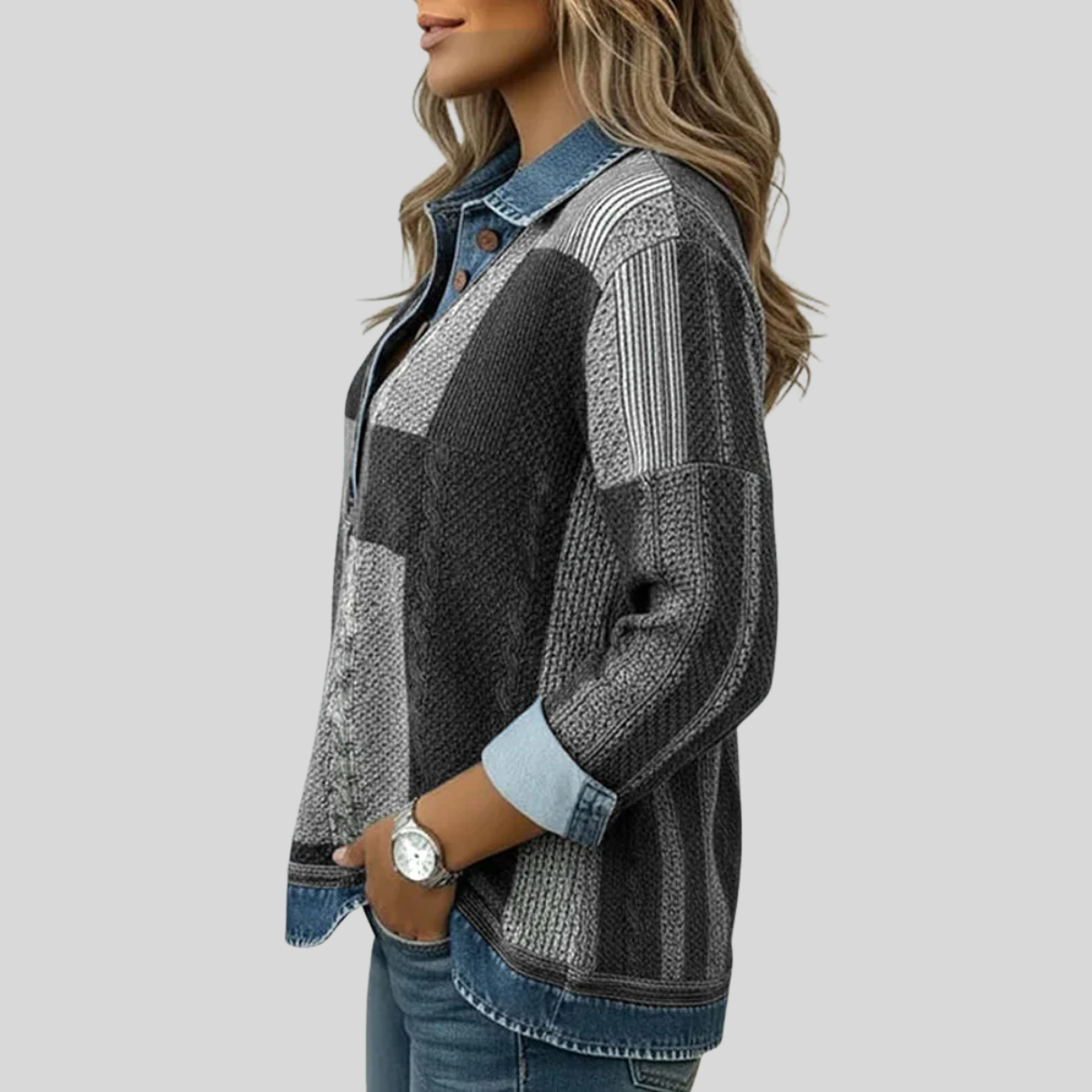 Colleen | Patchwork Collared Pullover