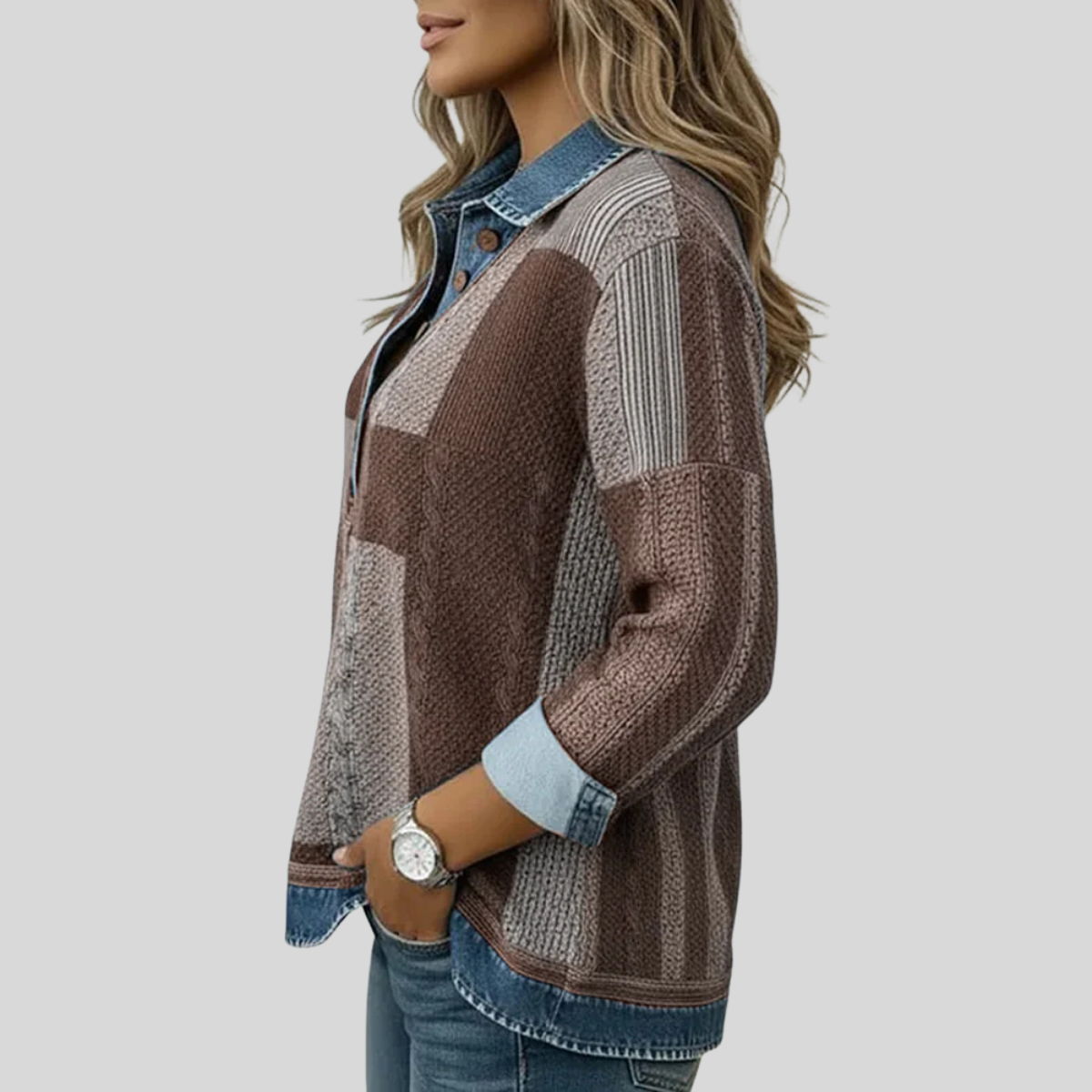 Colleen | Patchwork Collared Pullover