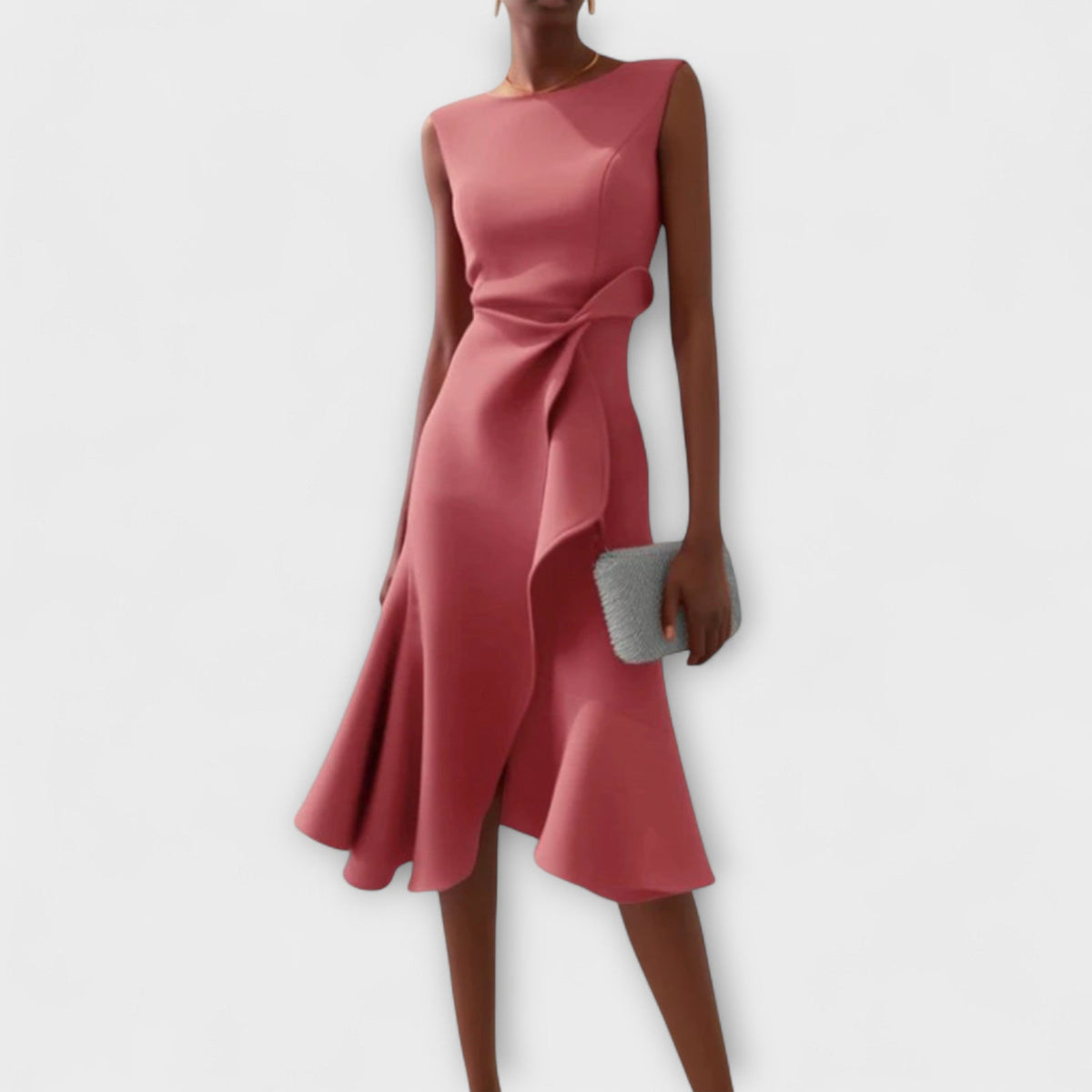 Juliette – Asymmetrical Midi Dress with Draping