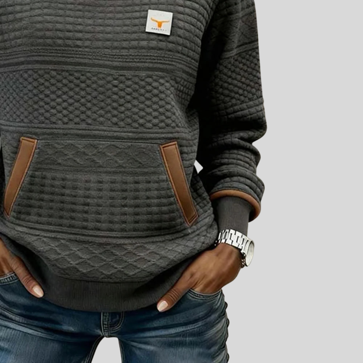 Catherine | Textured Colorblock Sweatshirt