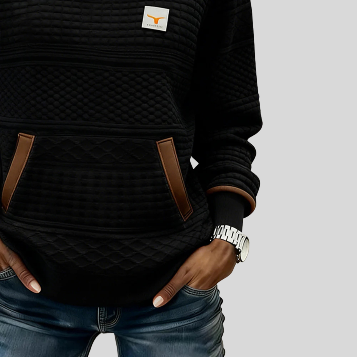 Catherine | Textured Colorblock Sweatshirt