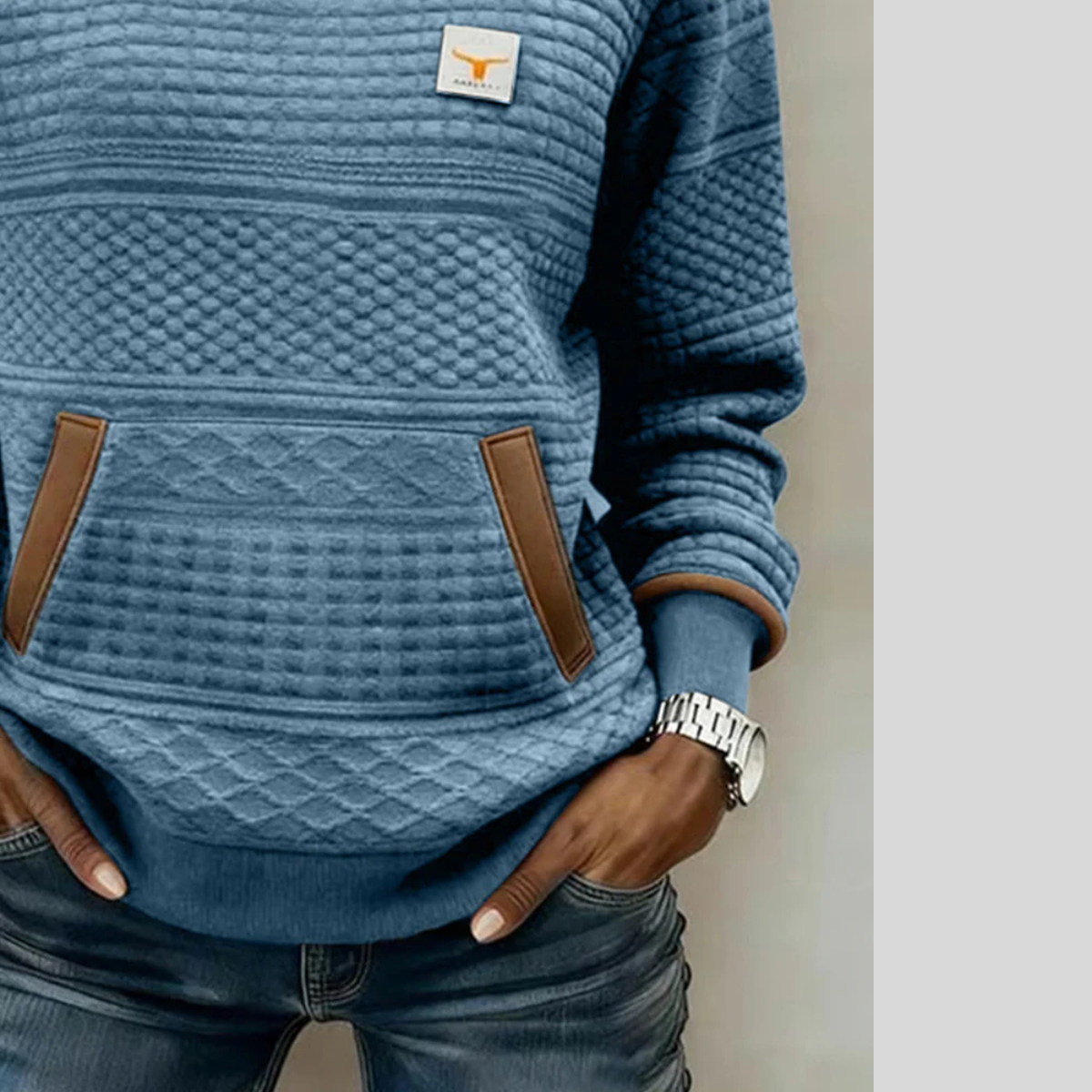 Catherine | Textured Colorblock Sweatshirt