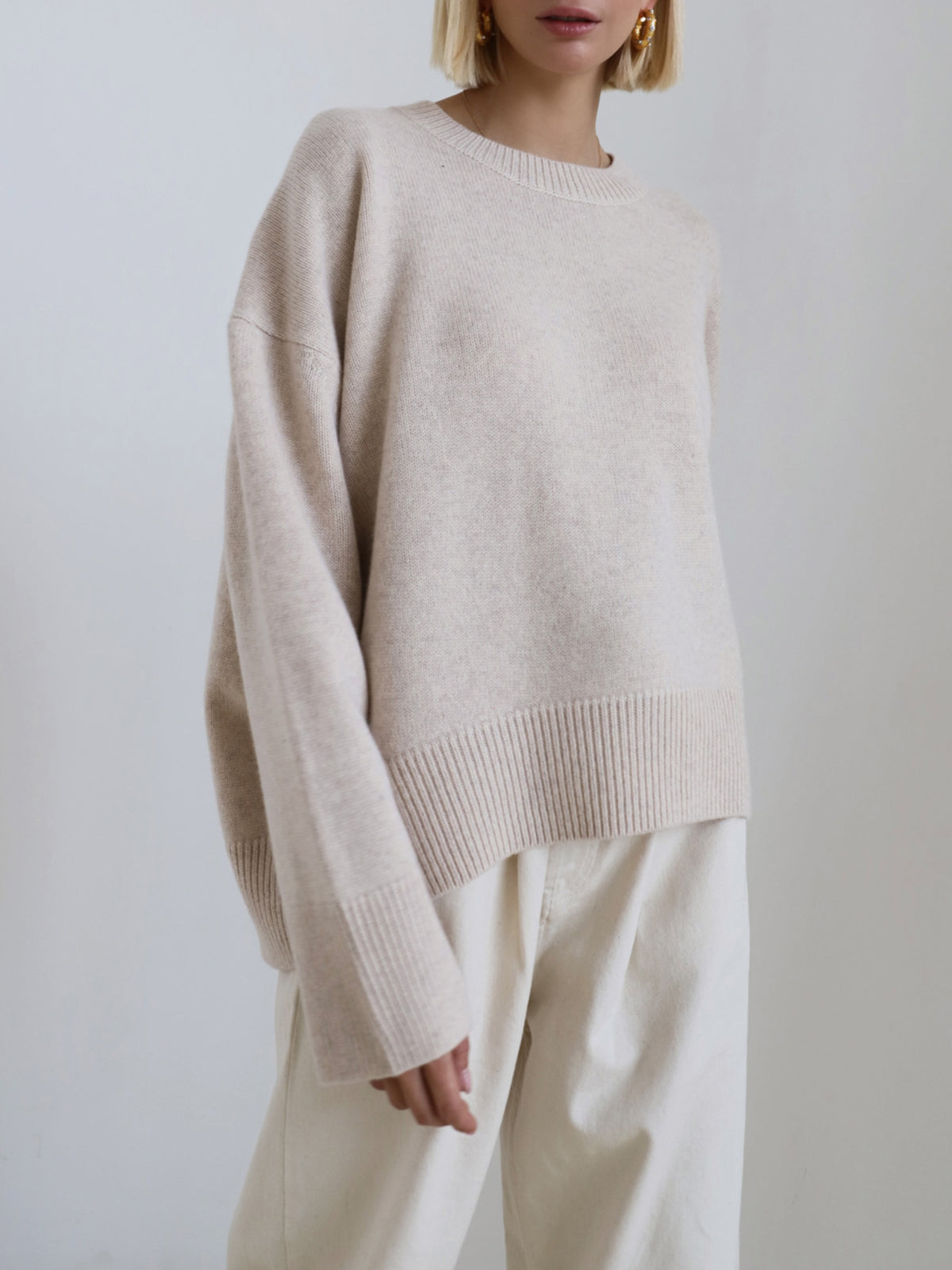 Oversized Crewneck Knit Sweater