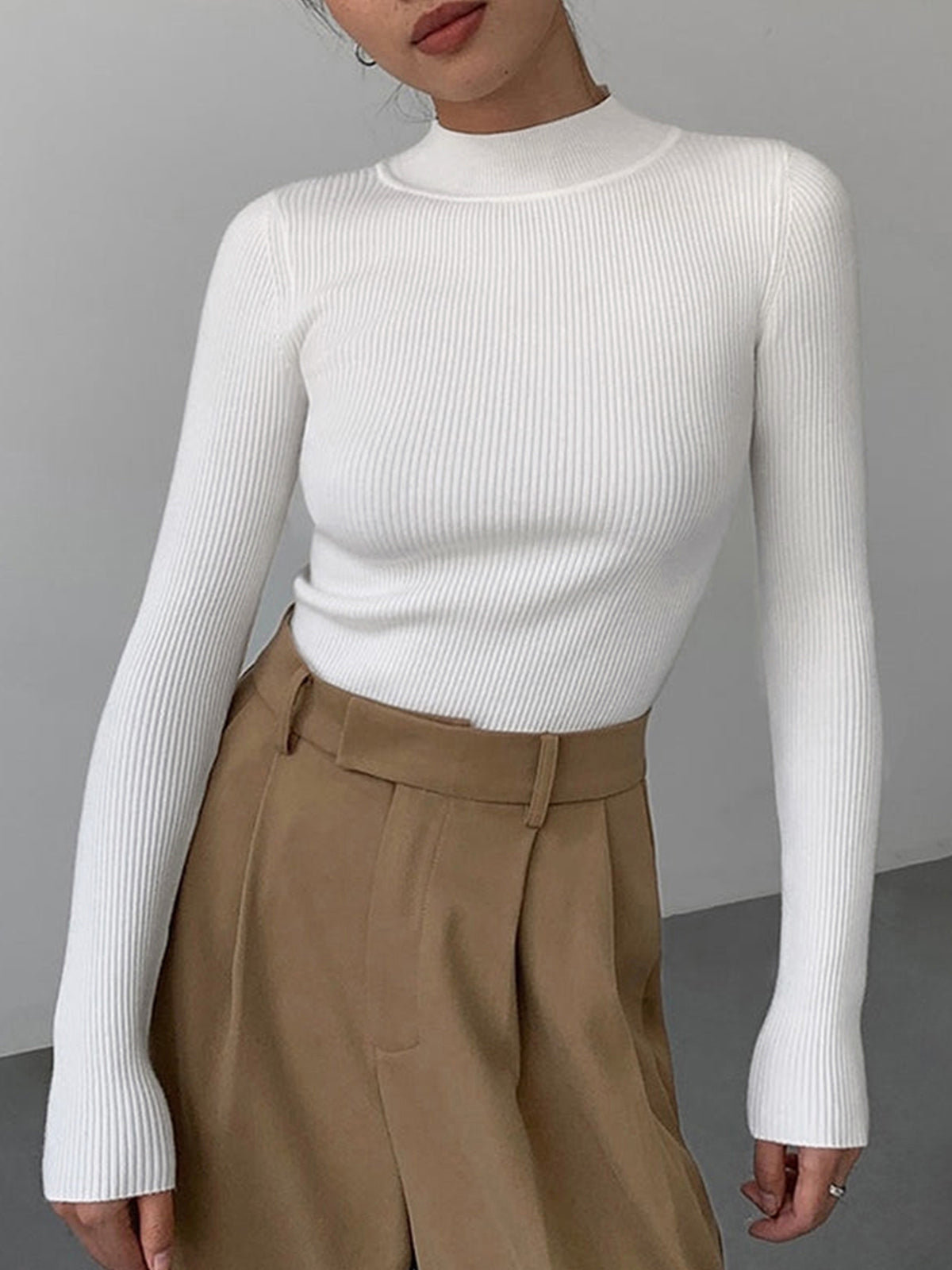 Cleo Ribbed High Neck Top