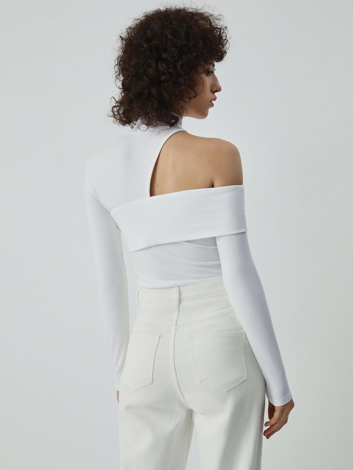 Kaia Asymmetrical High Neck Cutout Top
