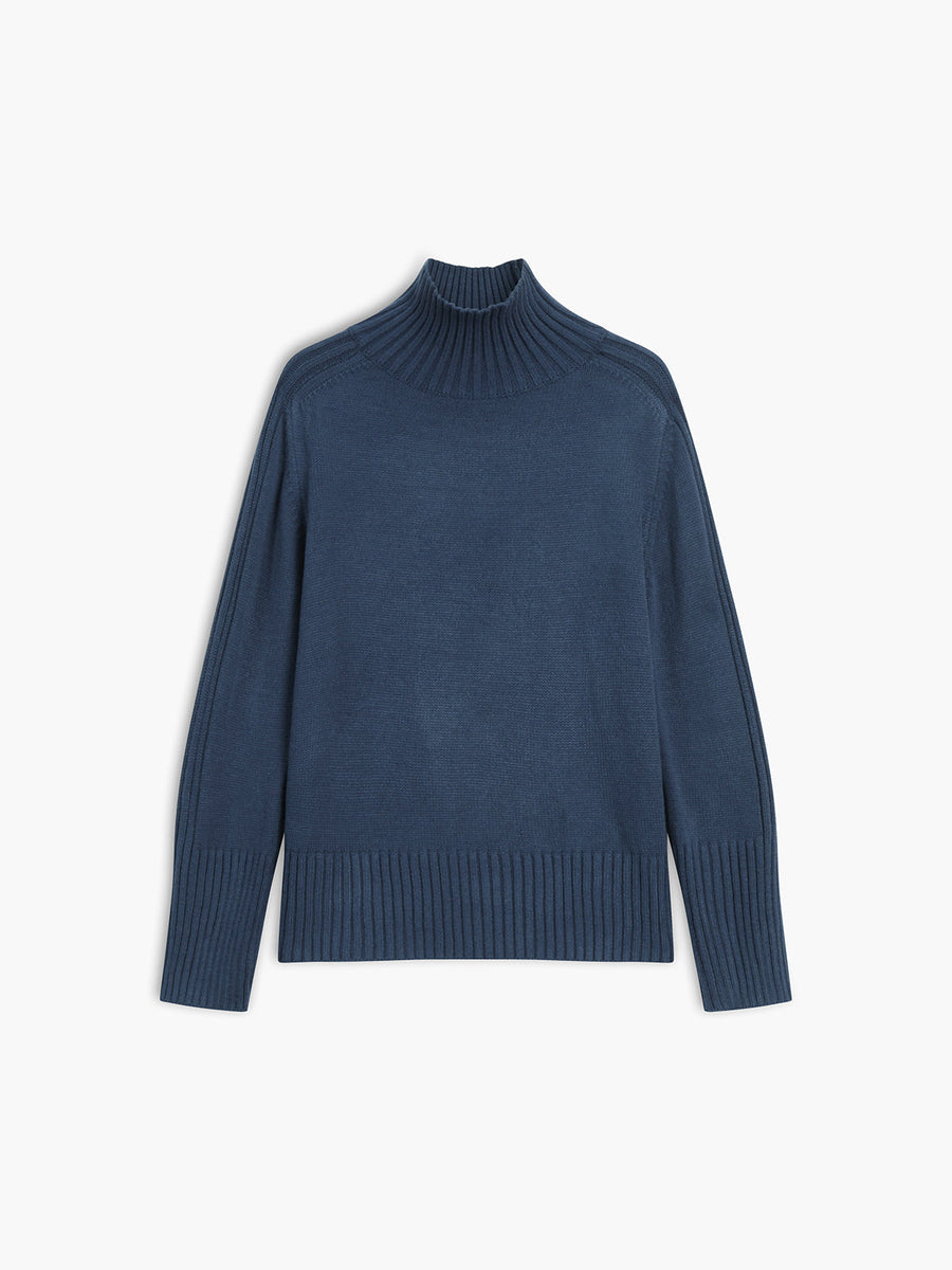 Ribbed Mock Neck Knit Sweater