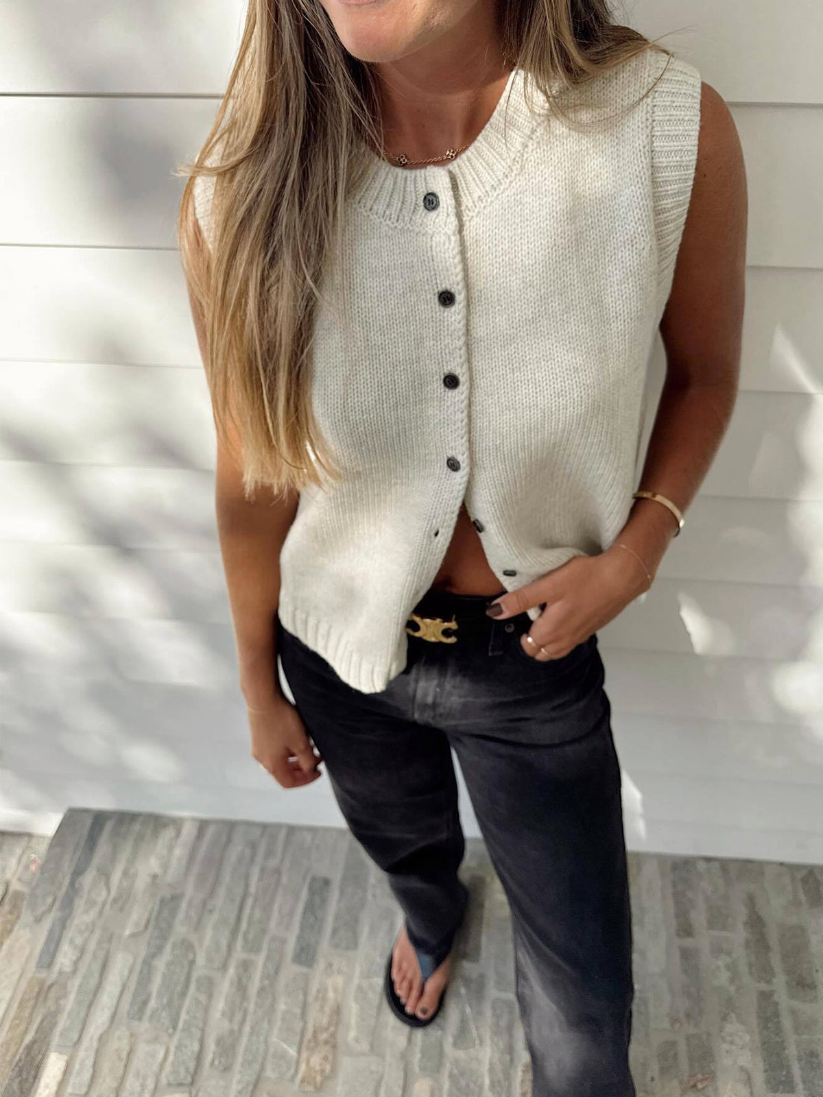 Button Up Sweater Vest