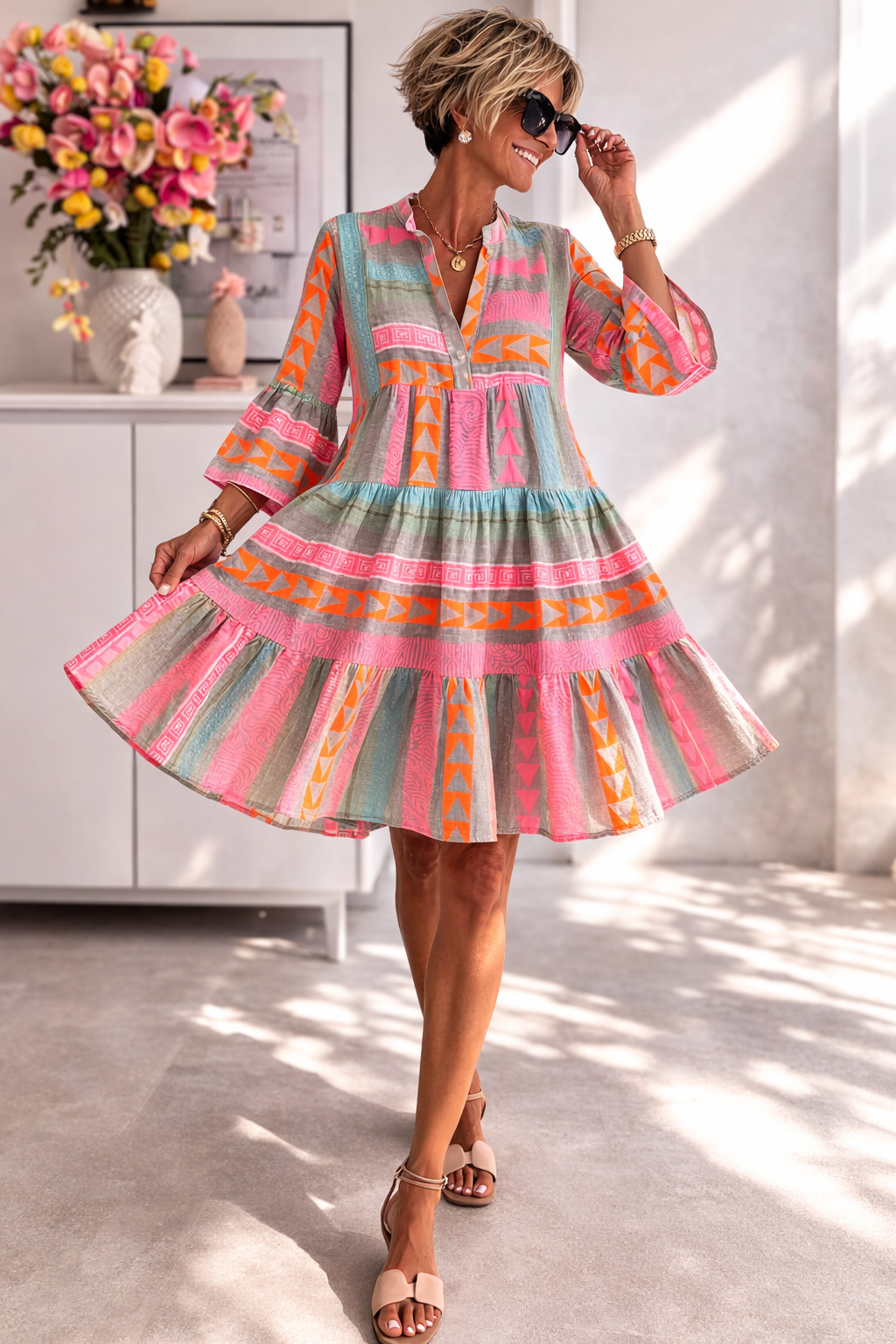 NOVA | Vibrant Midi Dress Breezy Comfort Weekend Style