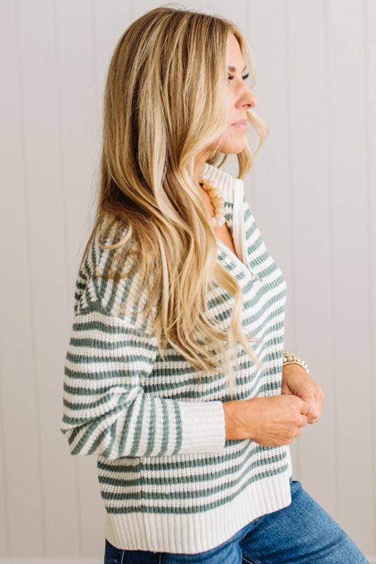 Kelly Half Zip Striped Sweater