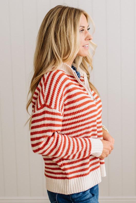 Kelly Half Zip Striped Sweater