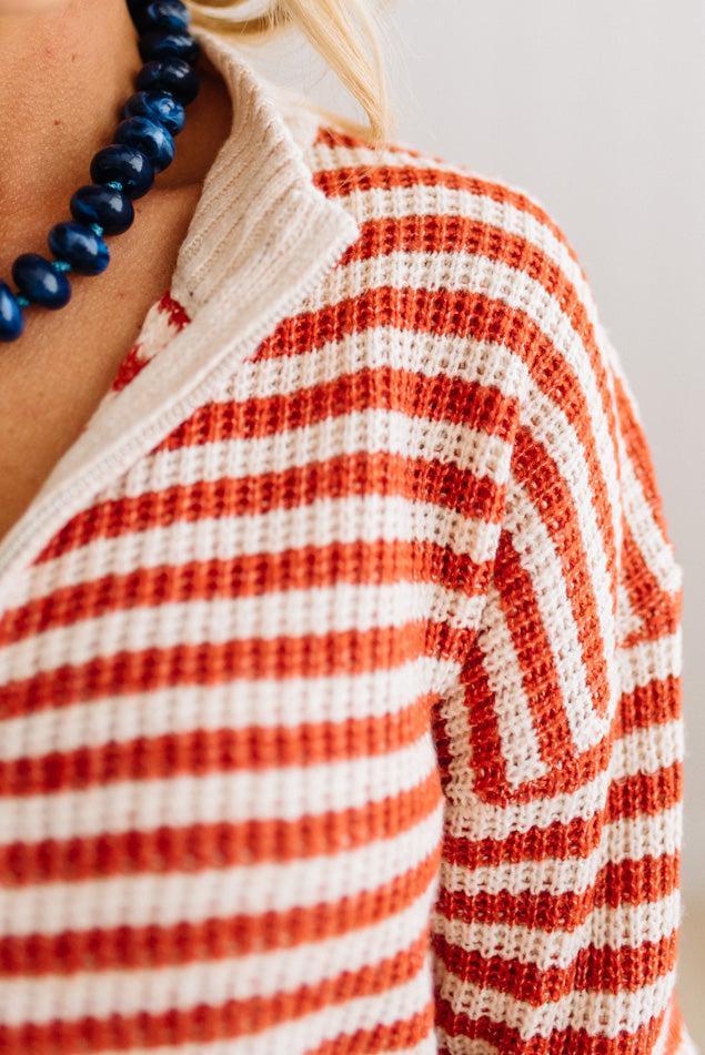 Kelly Half Zip Striped Sweater