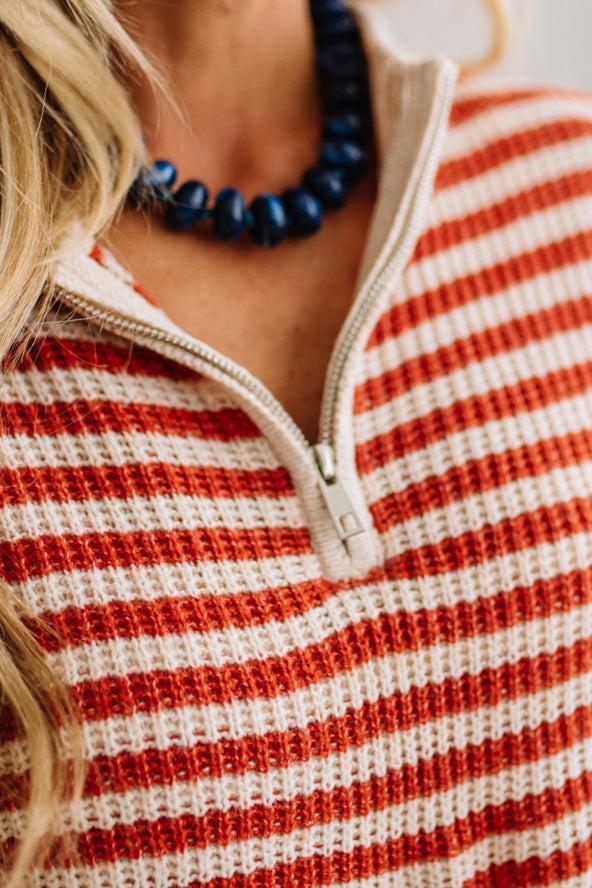 Kelly Half Zip Striped Sweater