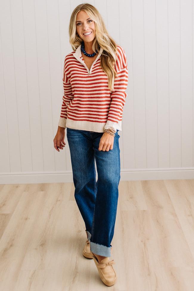 Kelly Half Zip Striped Sweater
