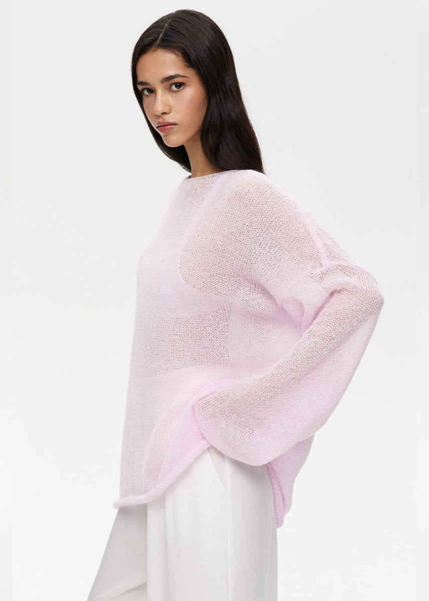Sheer Pastel Pink Knit Sweater