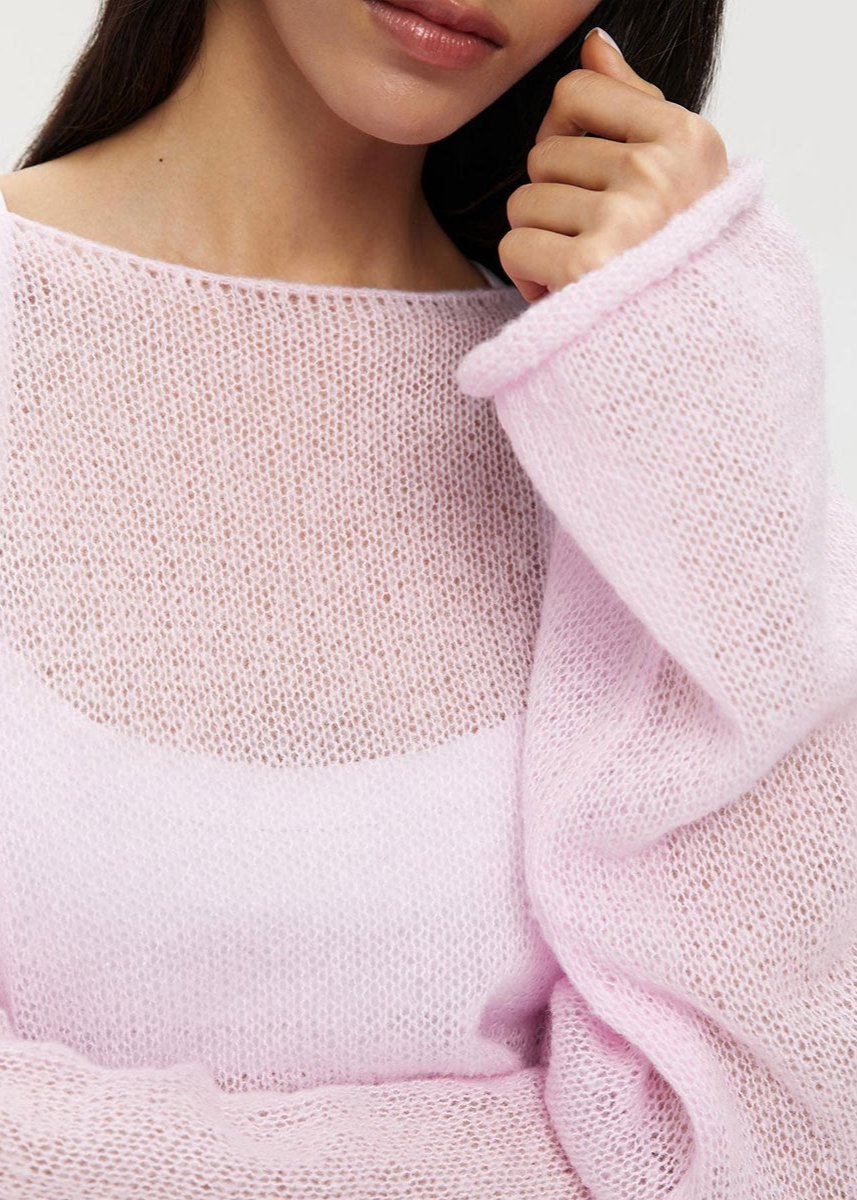 Sheer Pastel Pink Knit Sweater