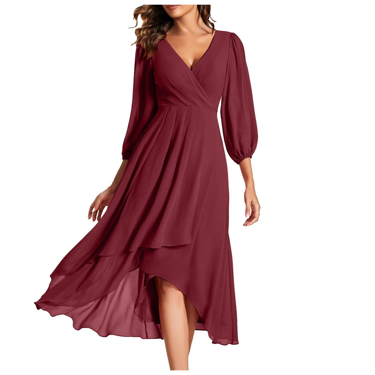 AURORA | Asymmetrical Dress with V-Neck and Flowing Skirt for Modern Elegance