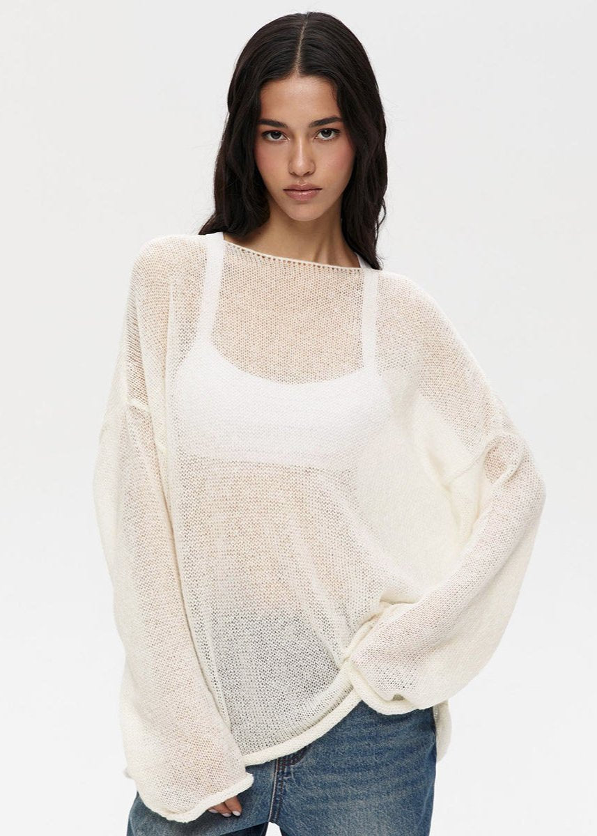 Sheer Pastel Pink Knit Sweater