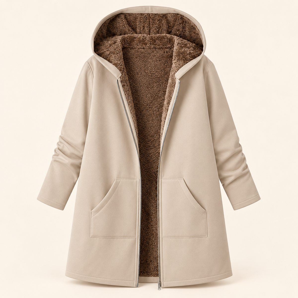 Evelyn™ | Cozy Sherpa-Lined Hooded Coat