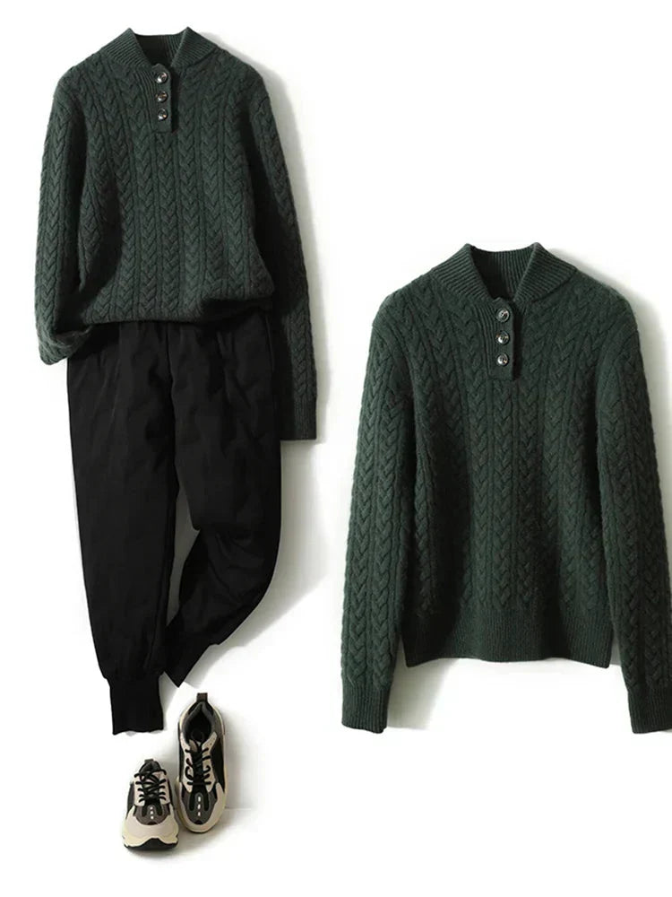 Arden Button-Up Cashmere Sweater