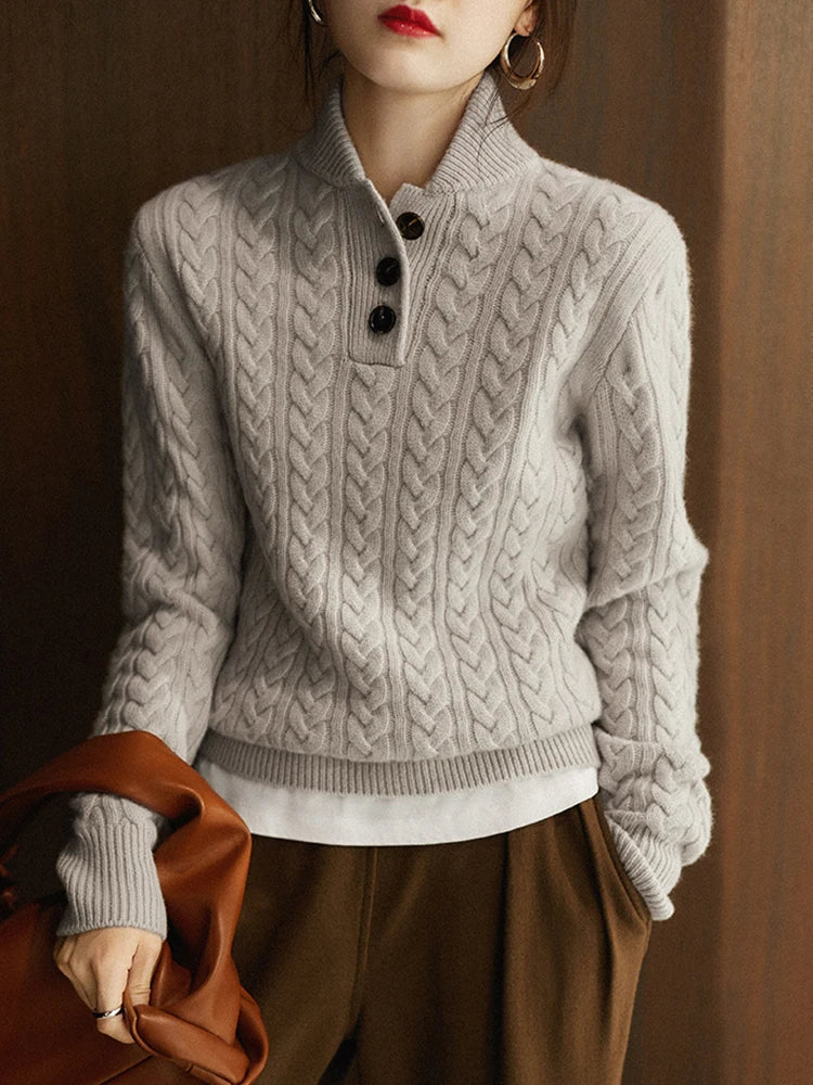 Arden Button-Up Cashmere Sweater