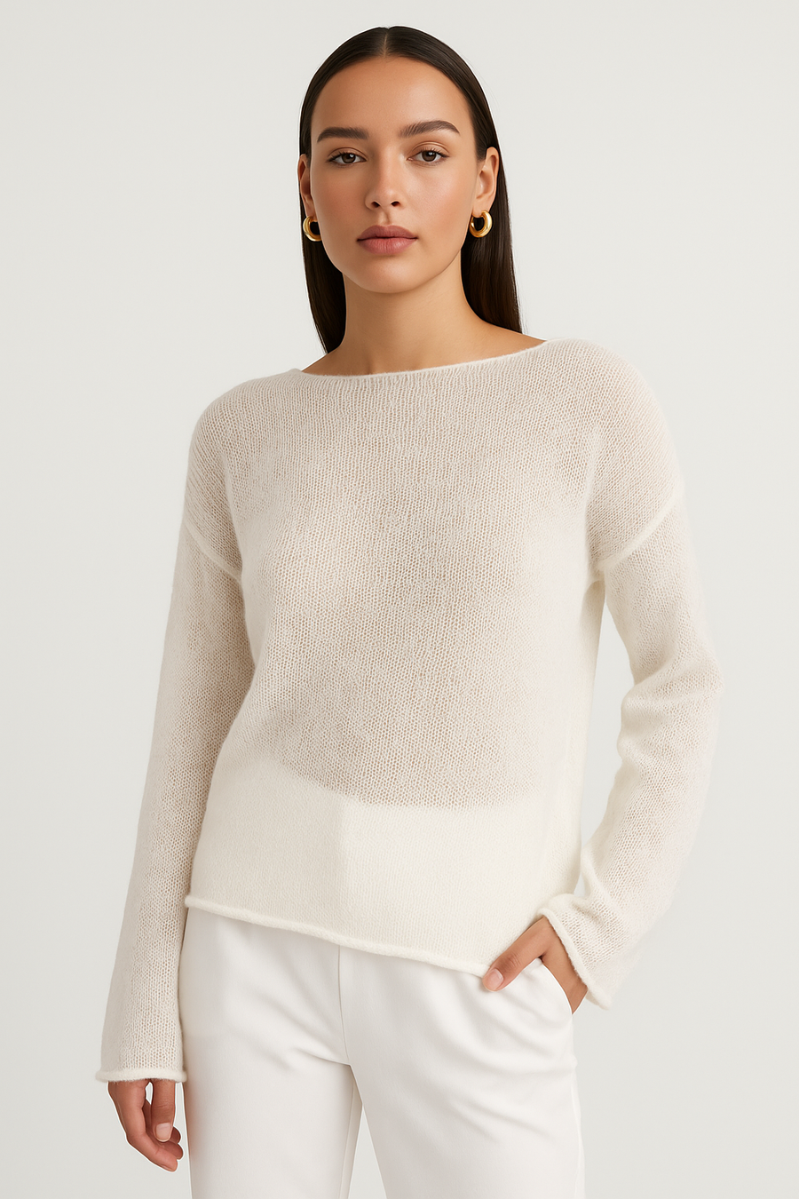 Sheer Textured Knit Sweater